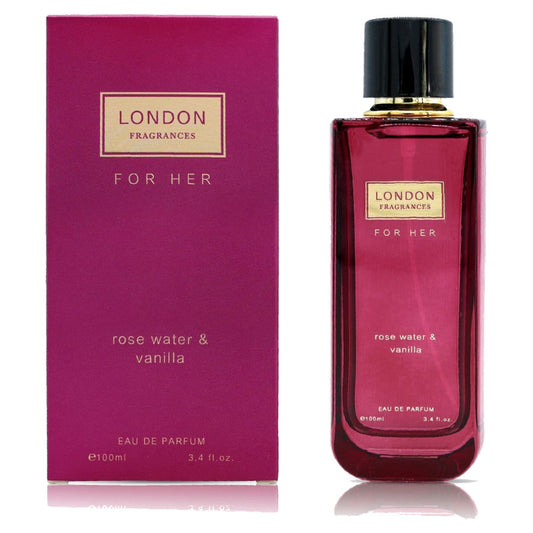London Fragrances Rose Water and Vanilla 100ml Eau De Parfum
